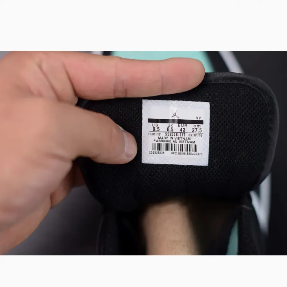 Air Jordan 1 Low White/Emerald Rise-Black  553558-117