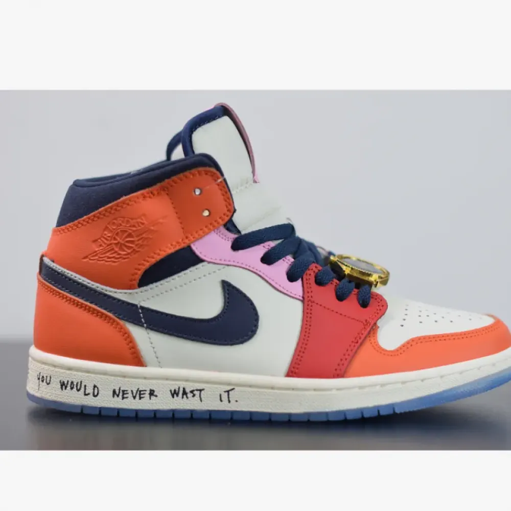 Melody Ehsani x Air Jordan 1 Mid Fearless White/Black/Half Blue/Red  CQ7629-100