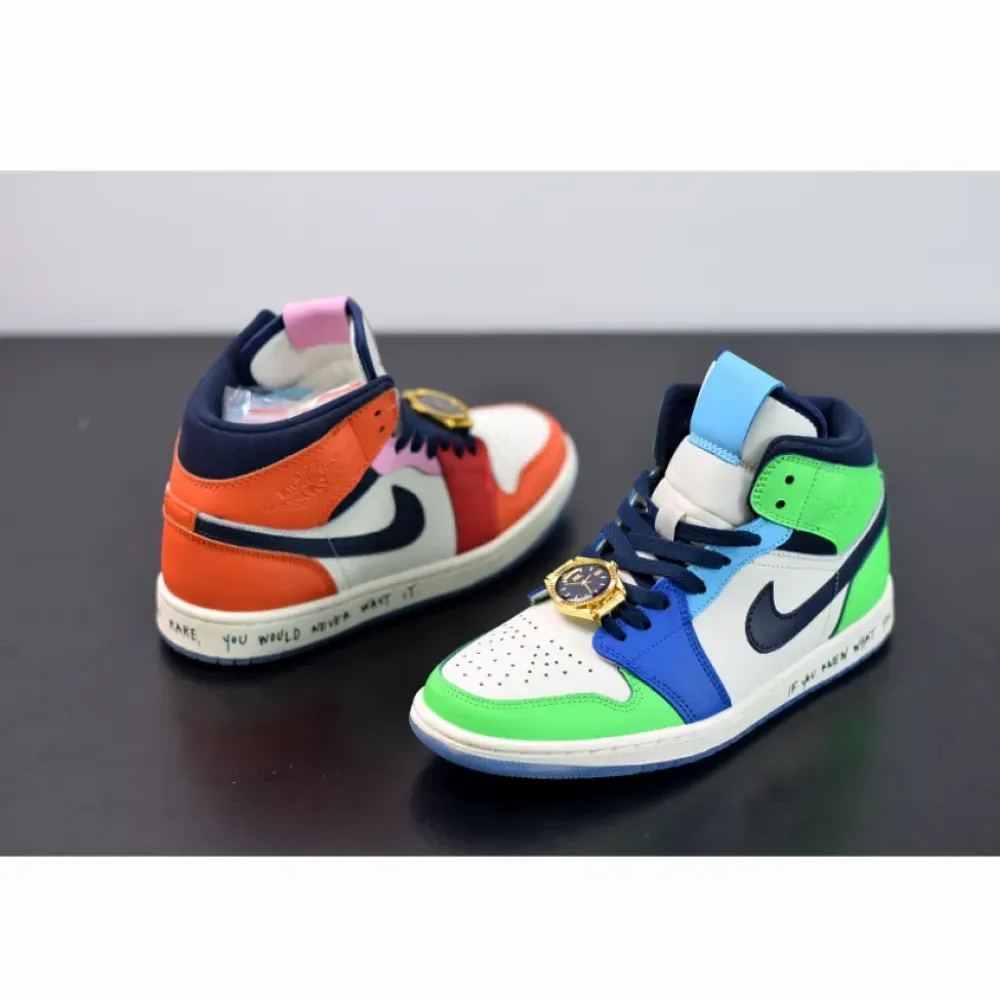 Melody Ehsani x Air Jordan 1 Mid Fearless White/Black/Half Blue/Red  CQ7629-100