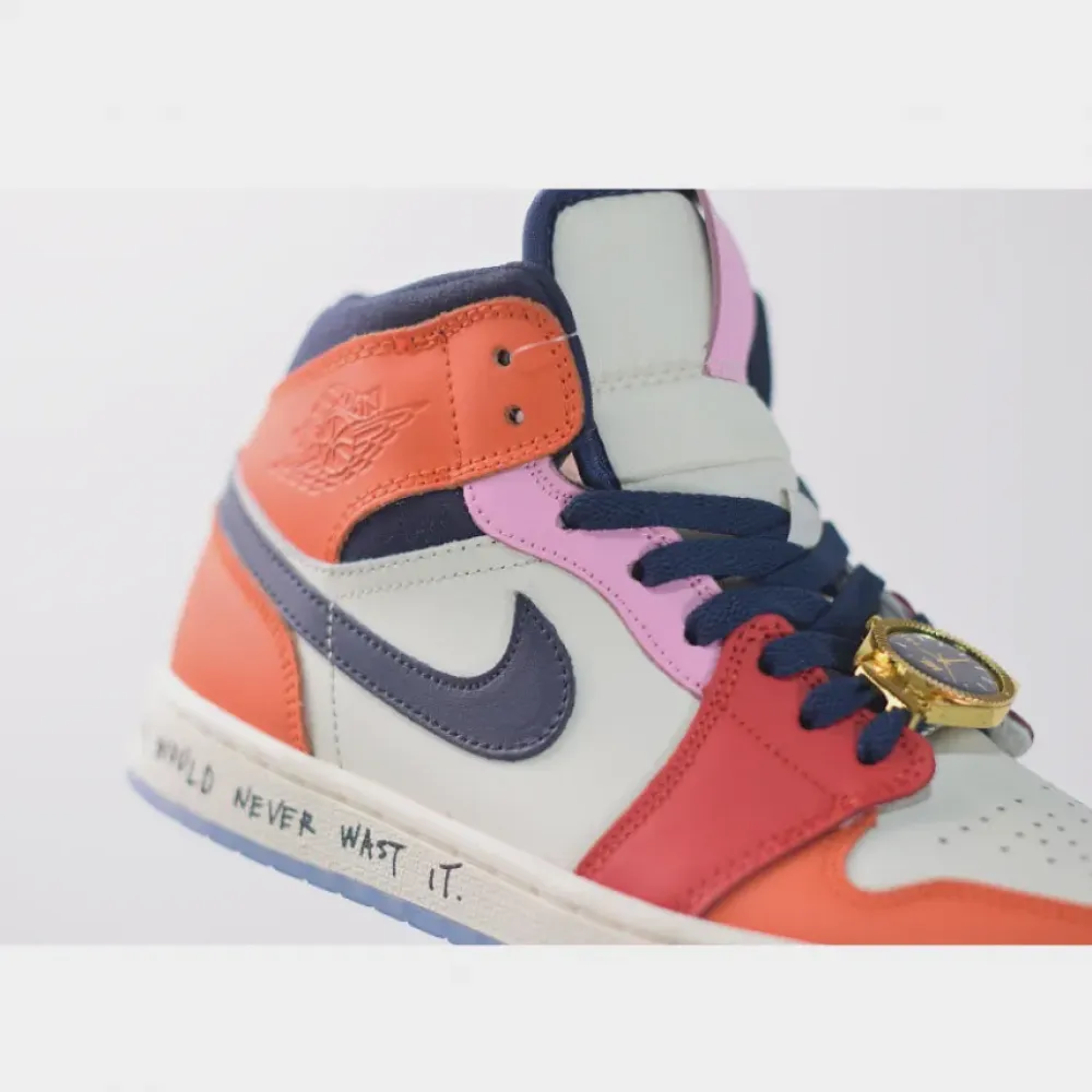 Melody Ehsani x Air Jordan 1 Mid Fearless White/Black/Half Blue/Red  CQ7629-100