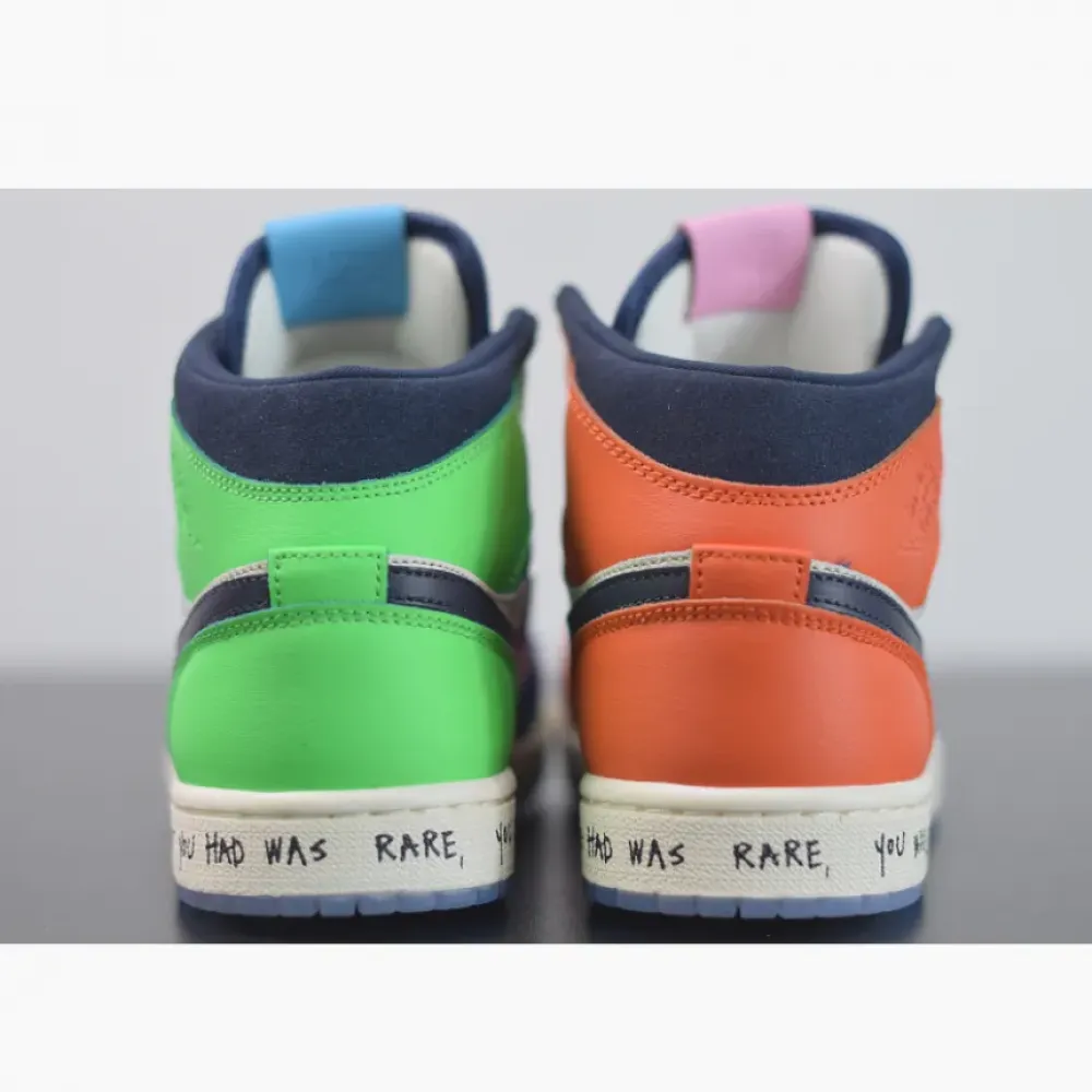 Melody Ehsani x Air Jordan 1 Mid Fearless White/Black/Half Blue/Red  CQ7629-100