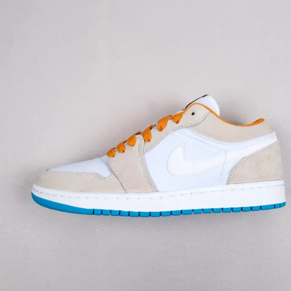 Air Jordan 1 Low ‘City Pack Los Angeles’ White/Kumquat/Blue/Light Bone 641888 140