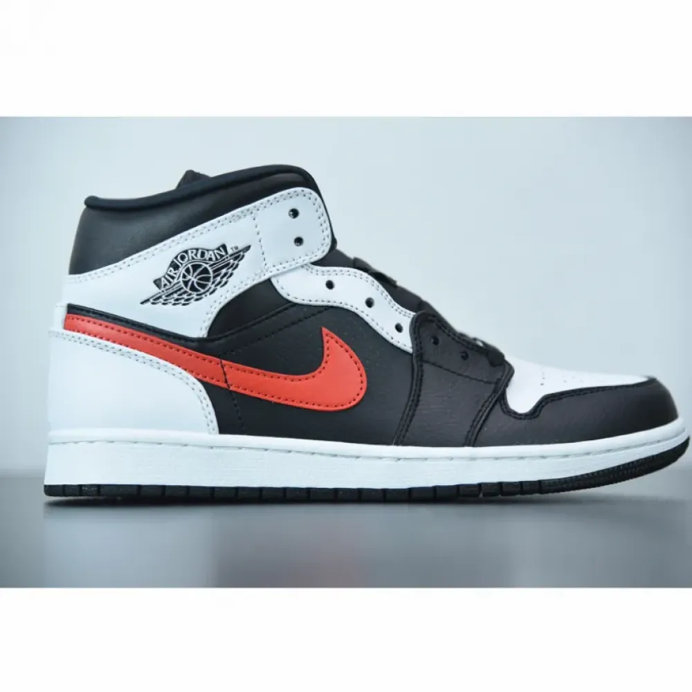 Air Jordan 1 Mid Black/Chile Red-White  554724-075