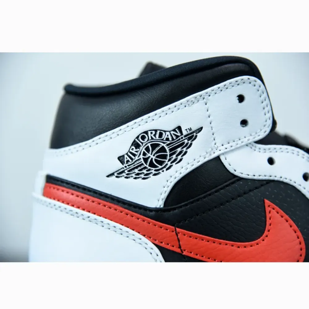Air Jordan 1 Mid Black/Chile Red-White  554724-075