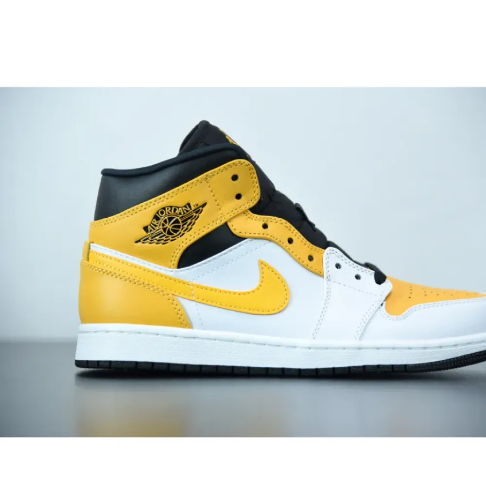 Air Jordan 1 Mid White/University Gold-Black  554724-170