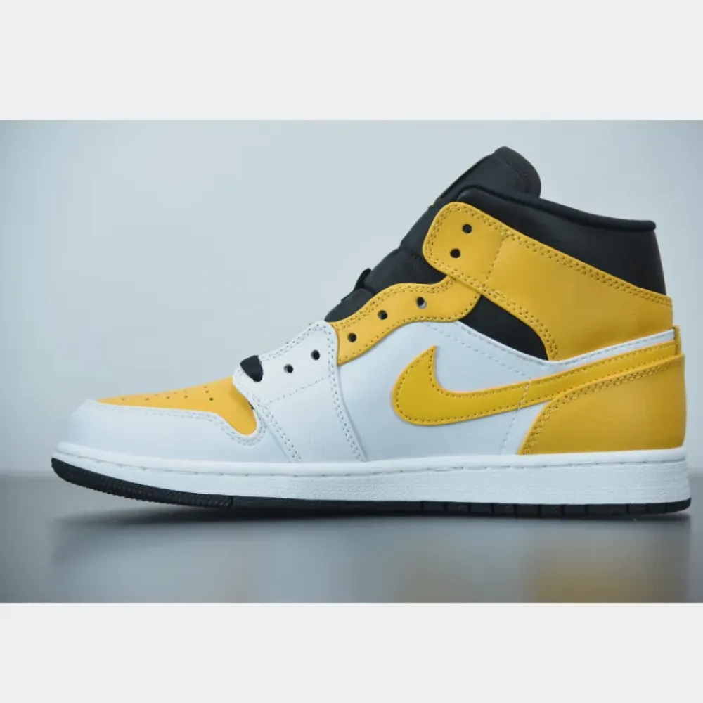 Air Jordan 1 Mid White/University Gold-Black  554724-170