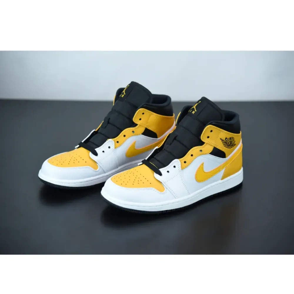 Air Jordan 1 Mid White/University Gold-Black  554724-170