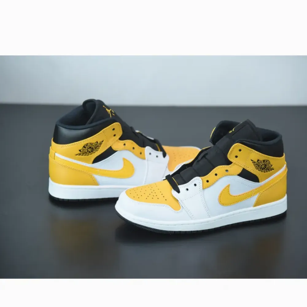 Air Jordan 1 Mid White/University Gold-Black  554724-170