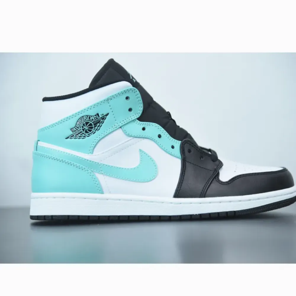 Air Jordan 1 Mid White/Black-Island Green  554724-132