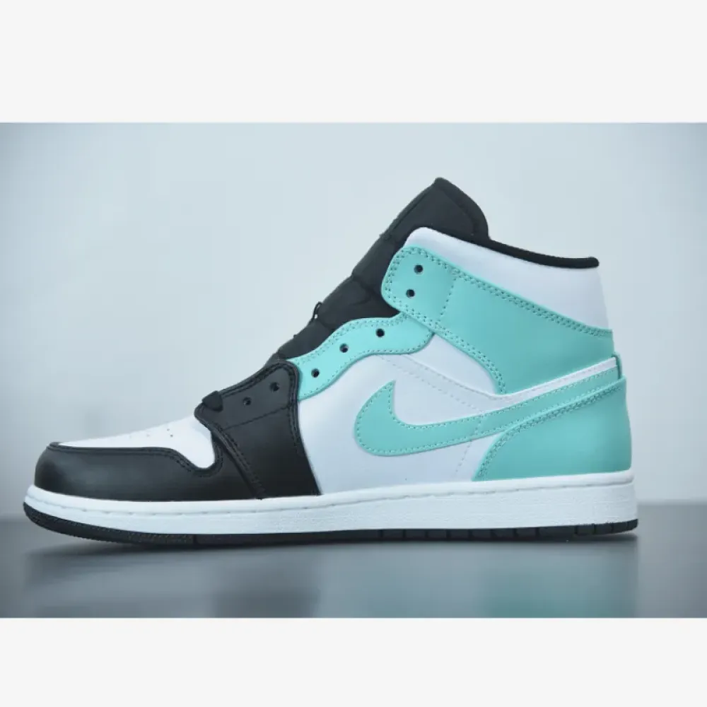 Air Jordan 1 Mid White/Black-Island Green  554724-132