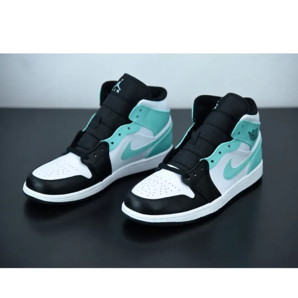 Air Jordan 1 Mid White/Black-Island Green  554724-132