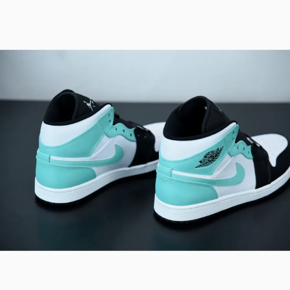 Air Jordan 1 Mid White/Black-Island Green  554724-132
