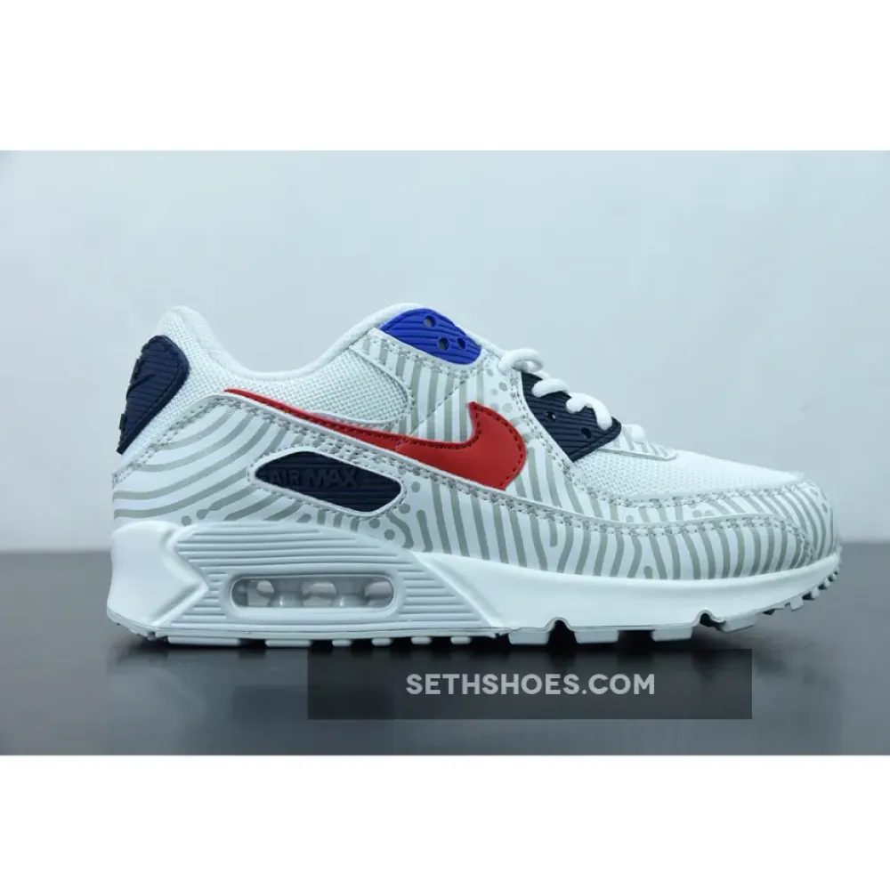 Nike Air Max 90 “Euro Tour” White/Midnight Navy-Red  CW7574-100
