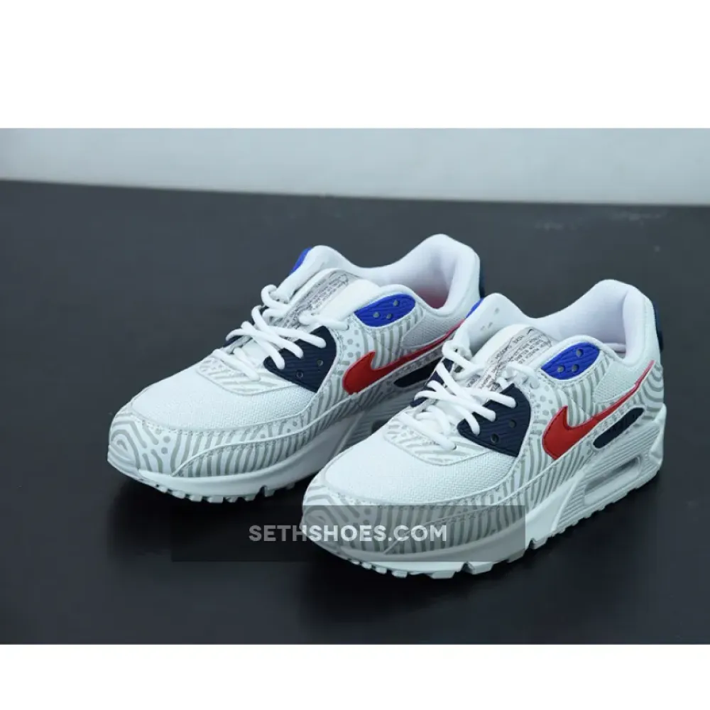 Nike Air Max 90 “Euro Tour” White/Midnight Navy-Red  CW7574-100