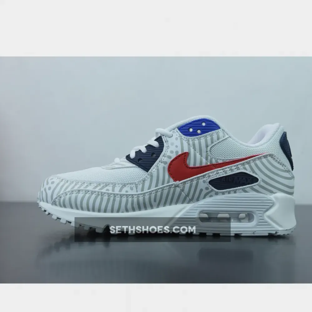 Nike Air Max 90 “Euro Tour” White/Midnight Navy-Red  CW7574-100