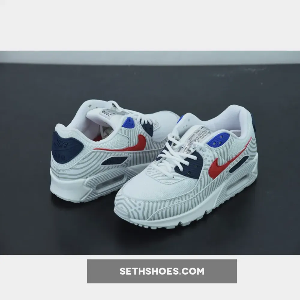 Nike Air Max 90 “Euro Tour” White/Midnight Navy-Red  CW7574-100