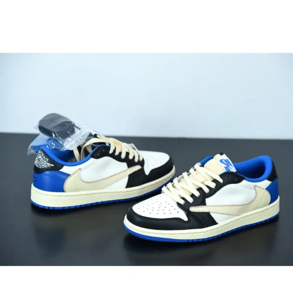 Travis Scott x Fragment x Air Jordan 1 Low OG White Blue  DM7866-140