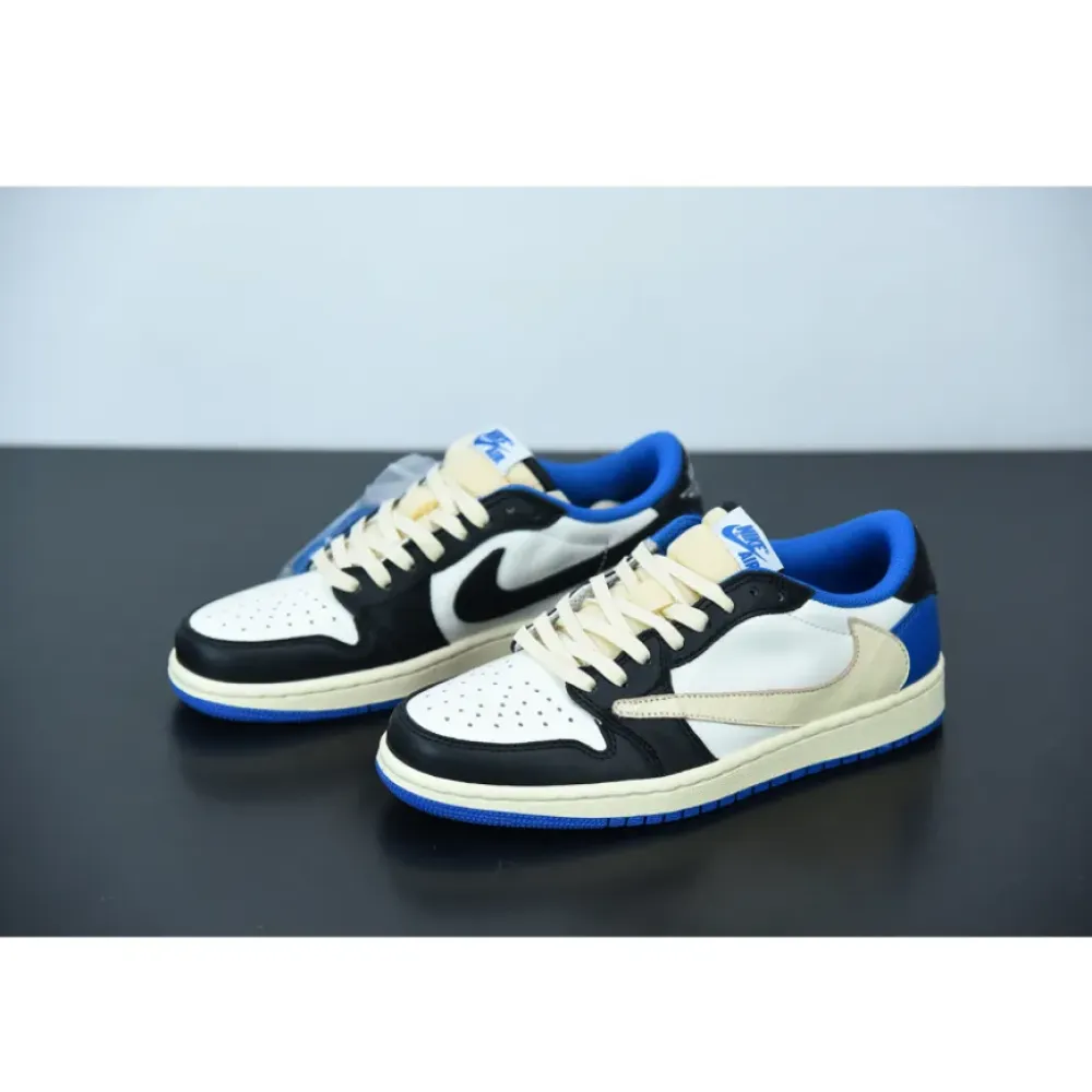 Travis Scott x Fragment x Air Jordan 1 Low OG White Blue  DM7866-140
