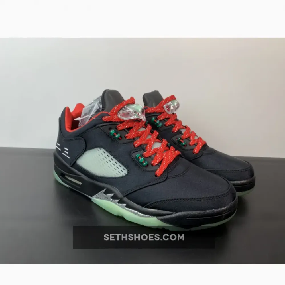 Clot x Air Jordan 5 Low Black Red Volt  DM4640-036