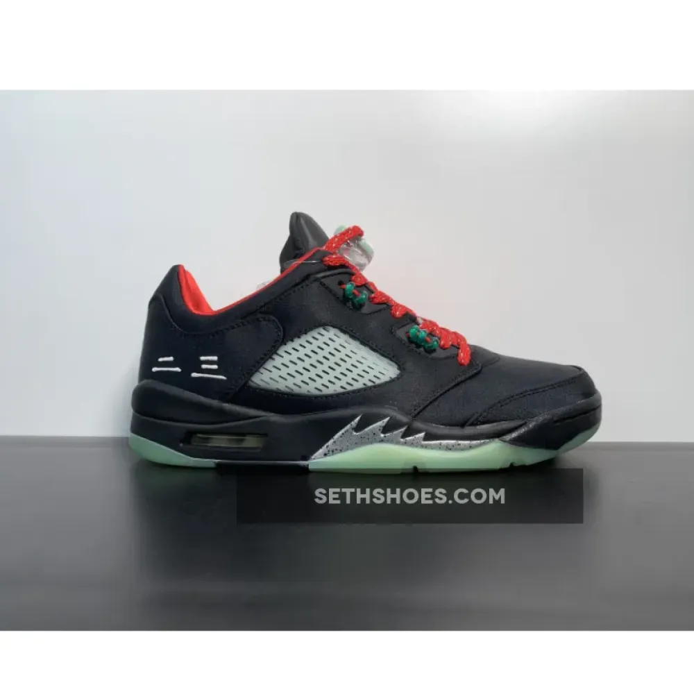 Clot x Air Jordan 5 Low Black Red Volt  DM4640-036