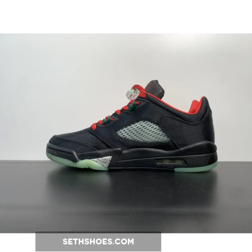 Clot x Air Jordan 5 Low Black Red Volt  DM4640-036