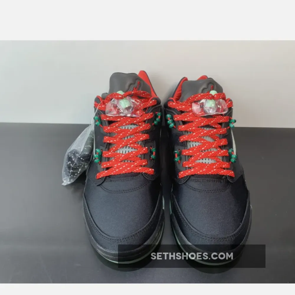 Clot x Air Jordan 5 Low Black Red Volt  DM4640-036