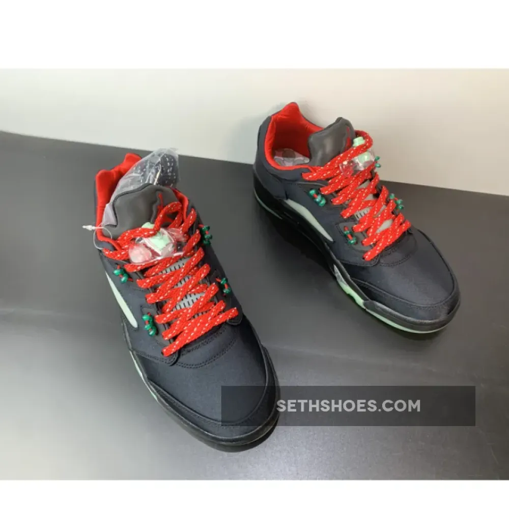 Clot x Air Jordan 5 Low Black Red Volt  DM4640-036