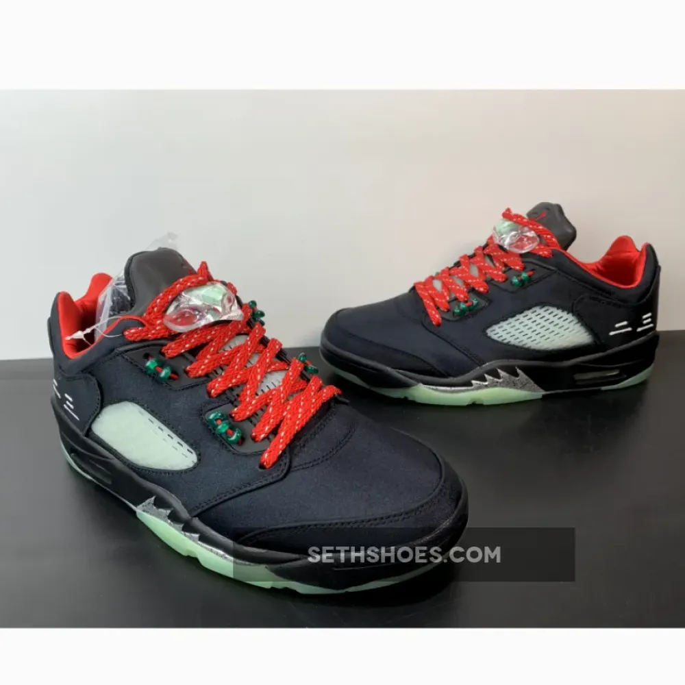Clot x Air Jordan 5 Low Black Red Volt  DM4640-036