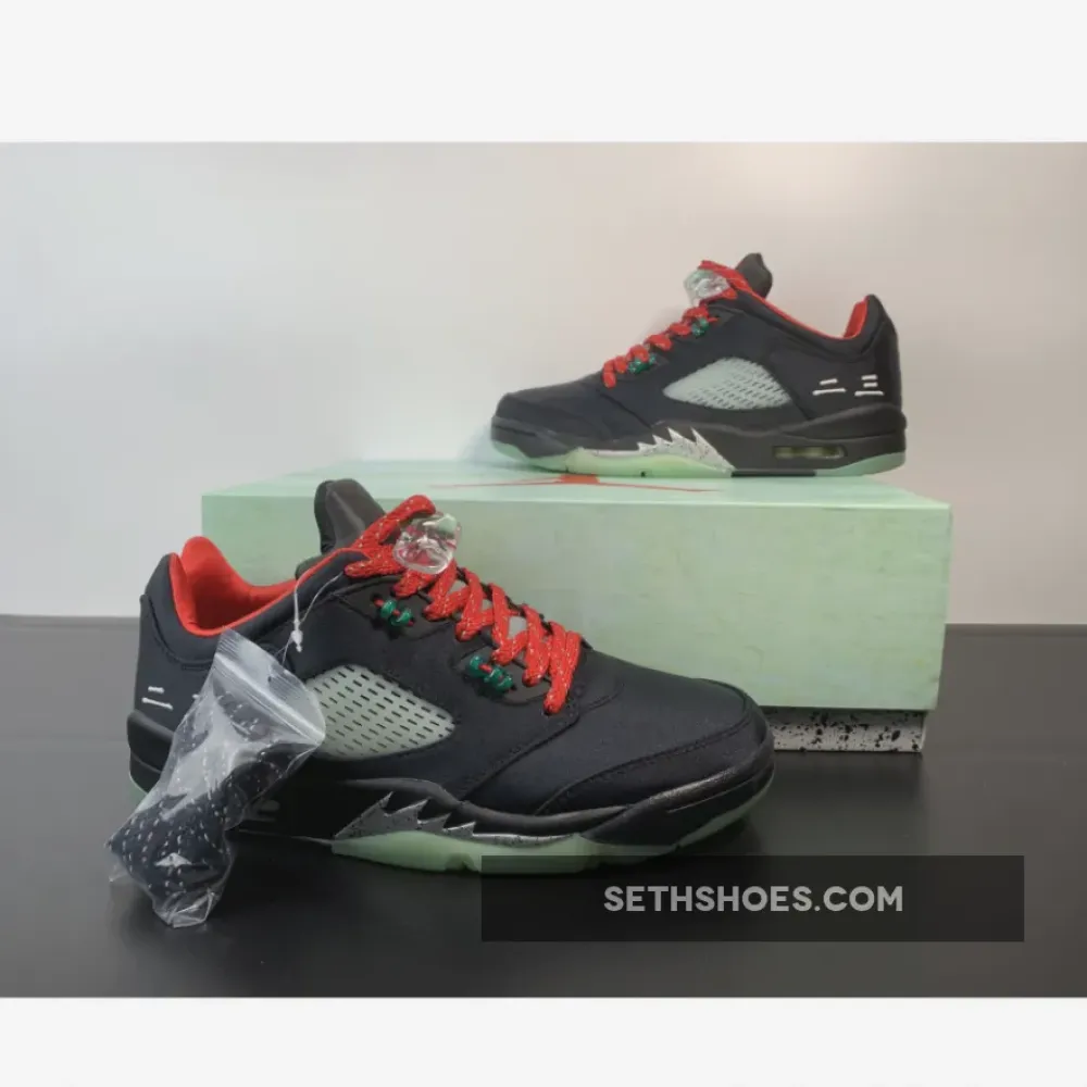 Clot x Air Jordan 5 Low Black Red Volt  DM4640-036