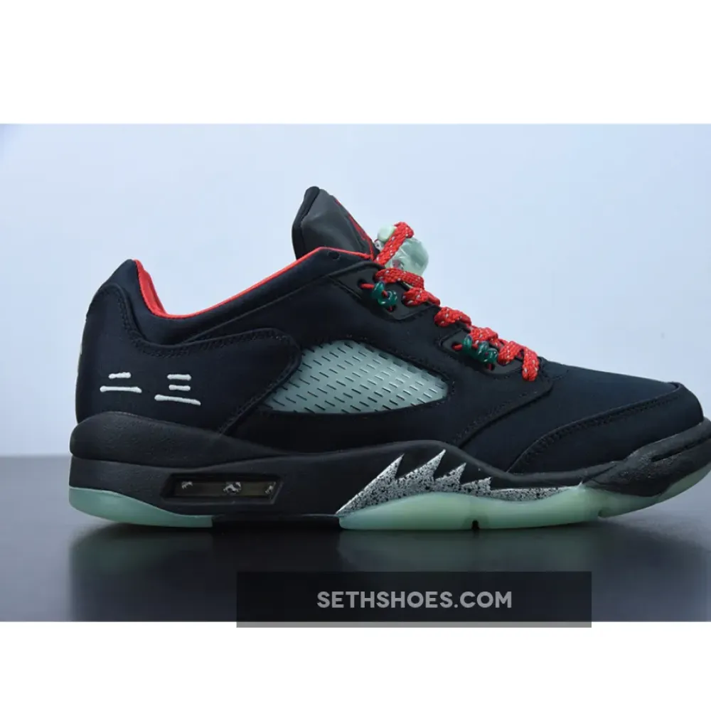 Clot x Air Jordan 5 Low Black Red Volt  DM4640-036