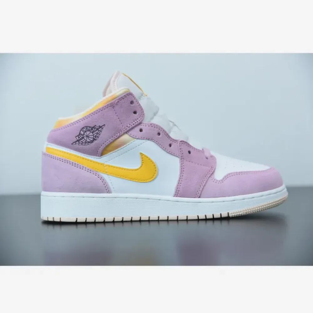 Air Jordan 1 Mid SE GS Light Arctic Pink/University Gold-White DC9517-600 DC9517 600