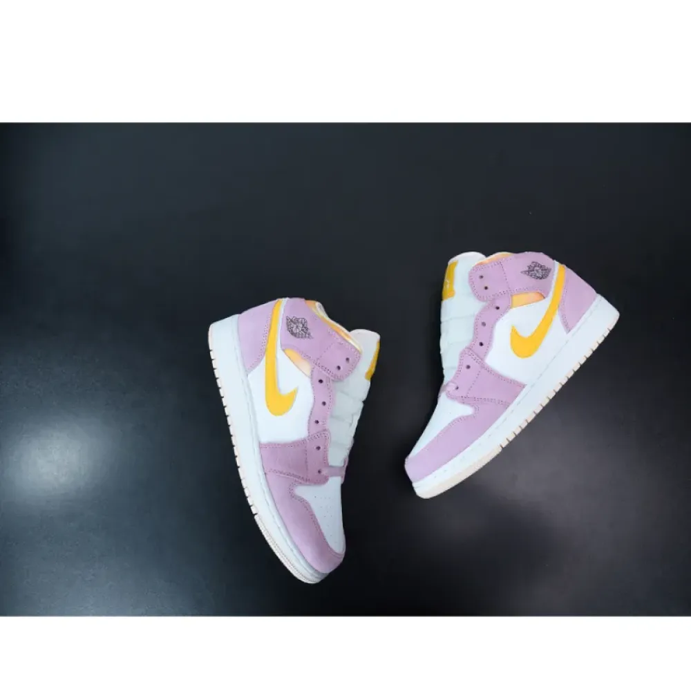 Air Jordan 1 Mid SE GS Light Arctic Pink/University Gold-White DC9517-600 DC9517 600