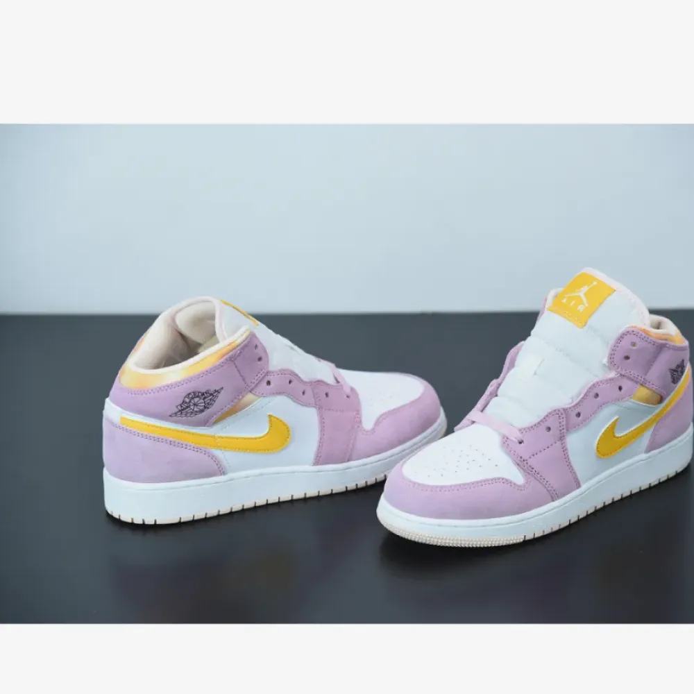 Air Jordan 1 Mid SE GS Light Arctic Pink/University Gold-White DC9517-600 DC9517 600