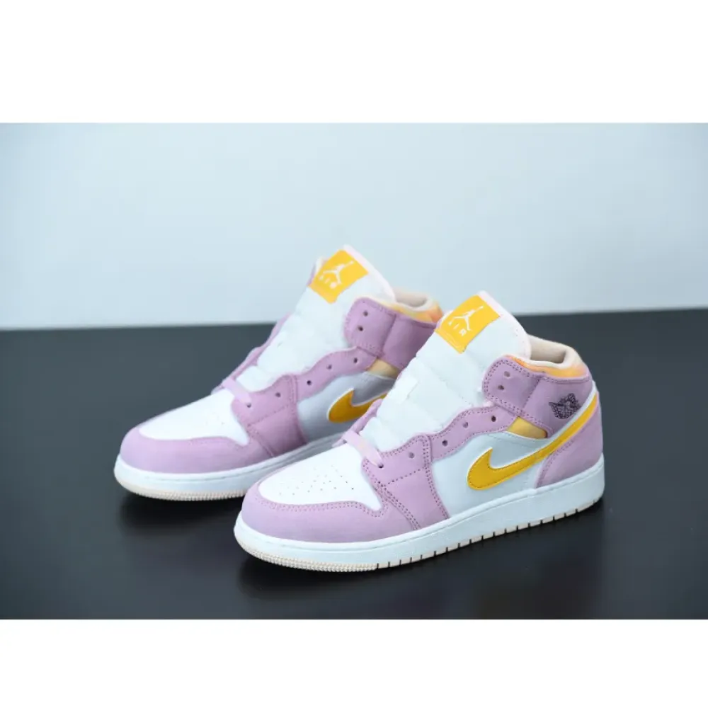 Air Jordan 1 Mid SE GS Light Arctic Pink/University Gold-White DC9517-600 DC9517 600