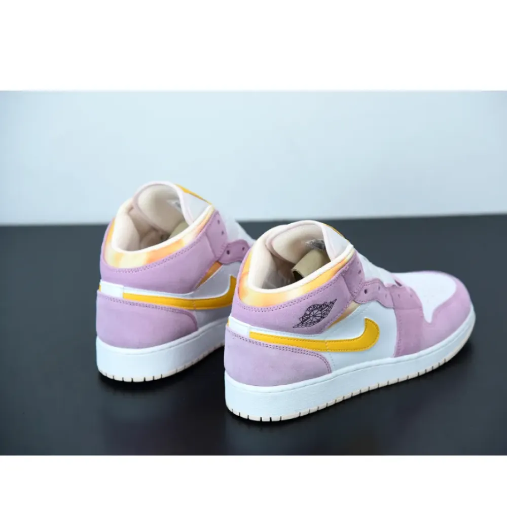 Air Jordan 1 Mid SE GS Light Arctic Pink/University Gold-White DC9517-600 DC9517 600