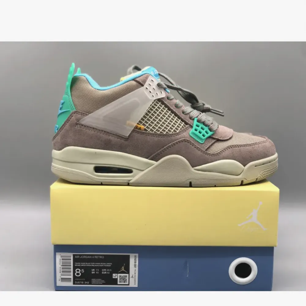 Union x Air Jordan 4 “30th Anniversary” Taupe Haze/Blue Fury-Khaki-Roma Green DJ5718-242