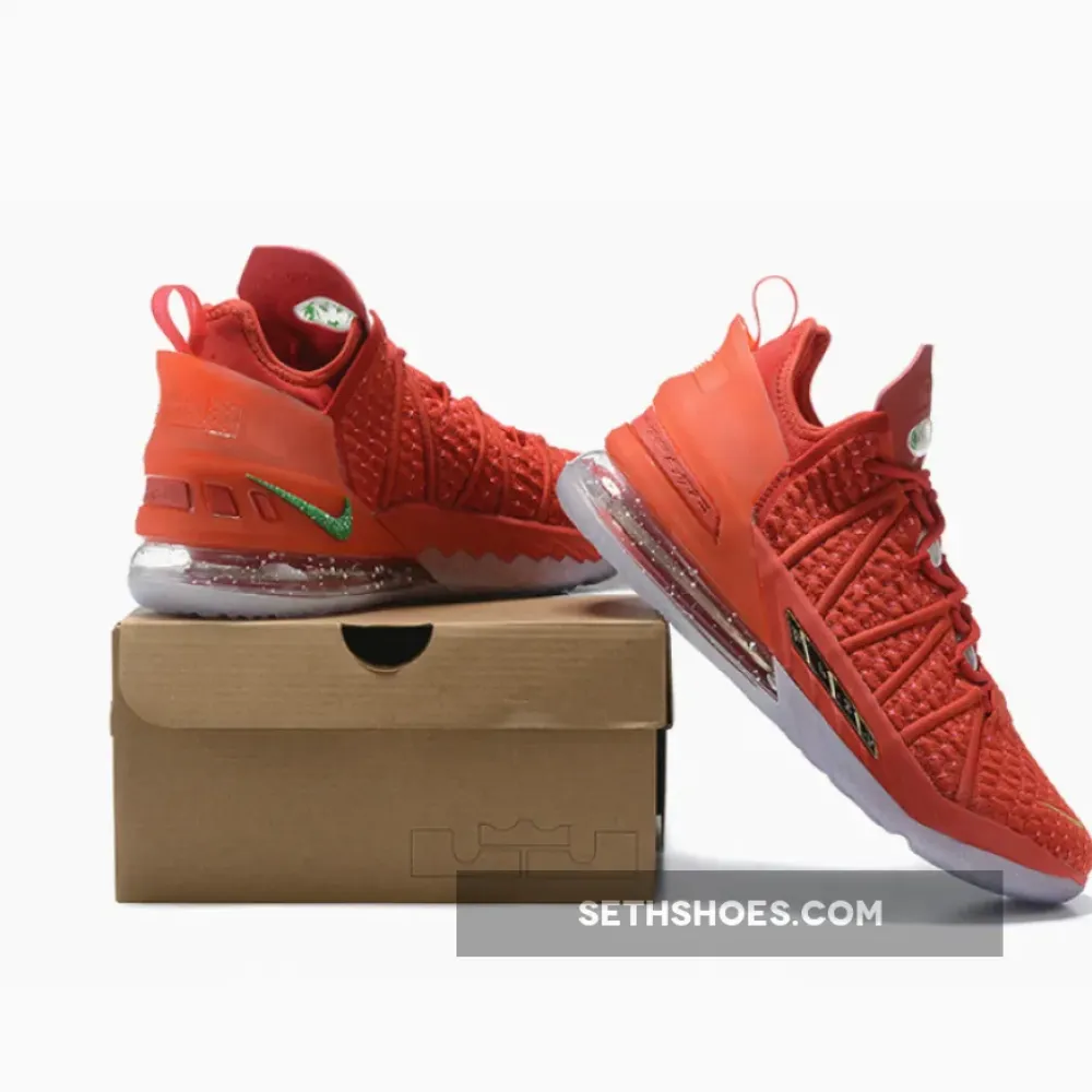 Nike LeBron 18 “X-Mas in LA” University Red Gold  DB8148-601