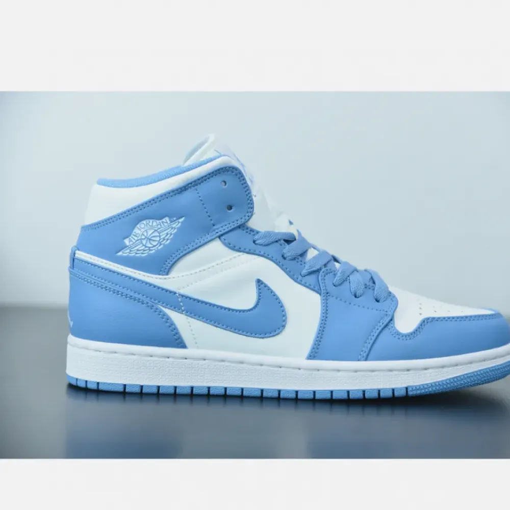 Air Jordan 1 Mid ‘UNC’ White/University Blue-White 554724-106