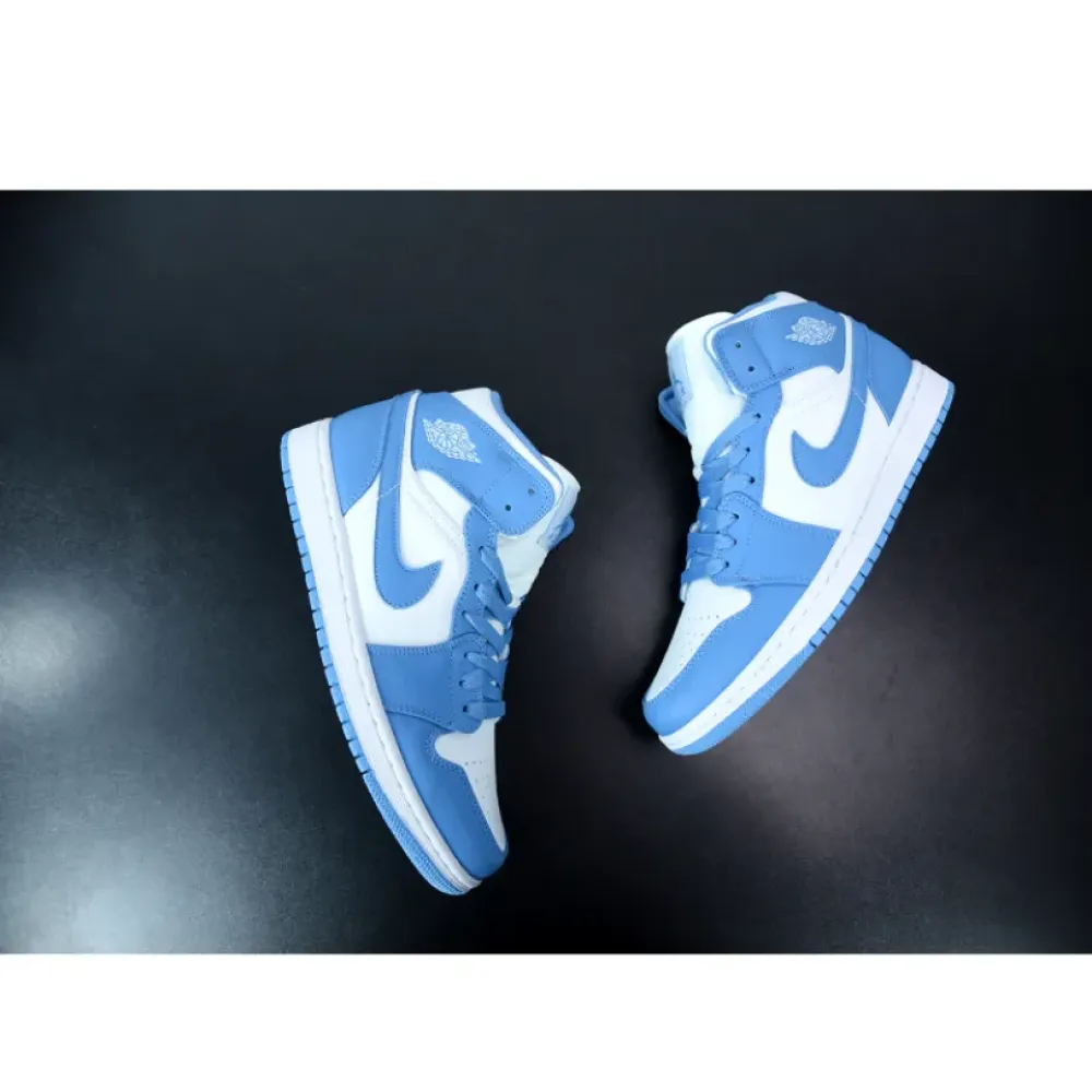 Air Jordan 1 Mid ‘UNC’ White/University Blue-White 554724-106