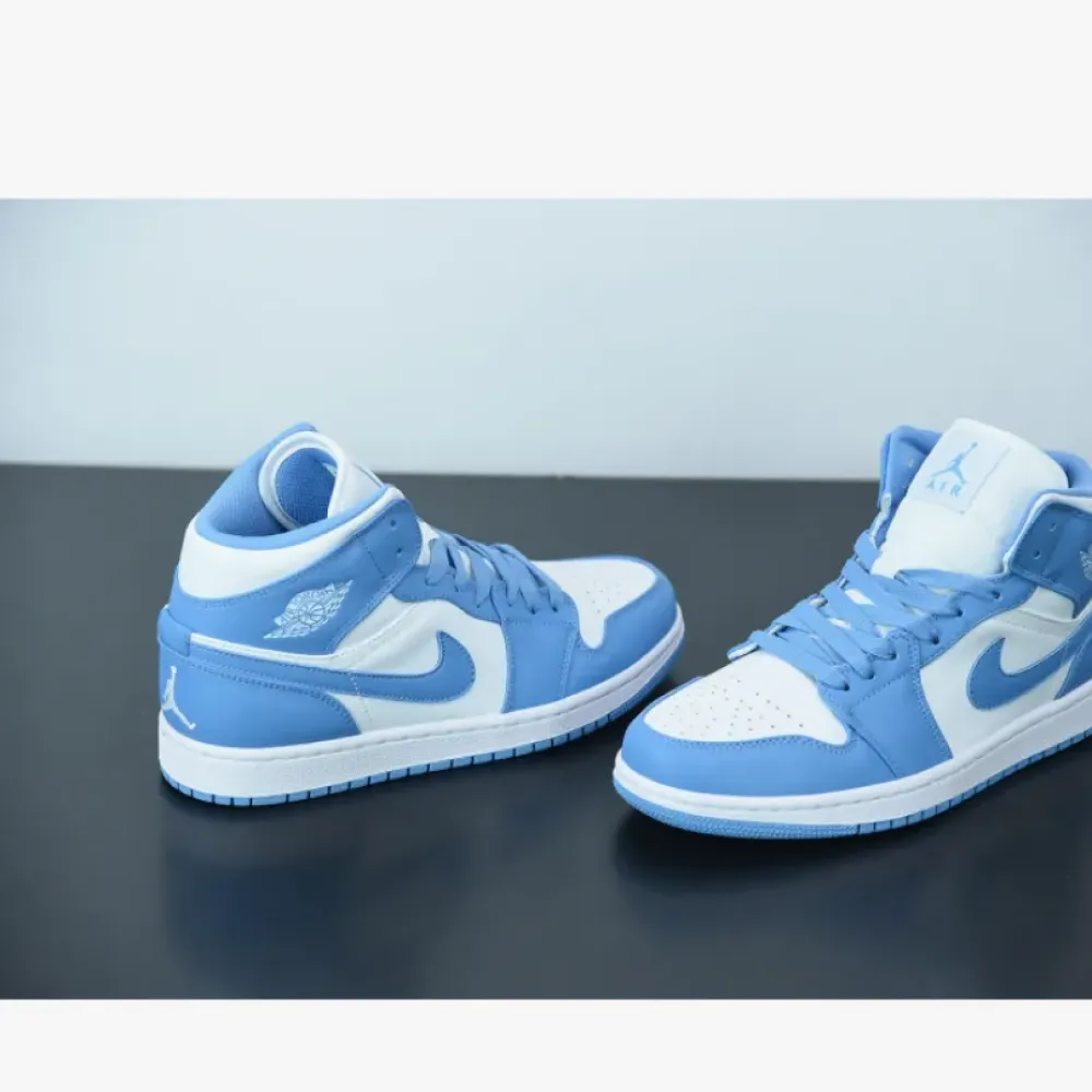 Air Jordan 1 Mid ‘UNC’ White/University Blue-White 554724-106