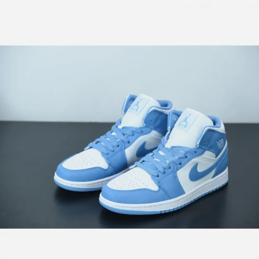 Air Jordan 1 Mid ‘UNC’ White/University Blue-White 554724-106