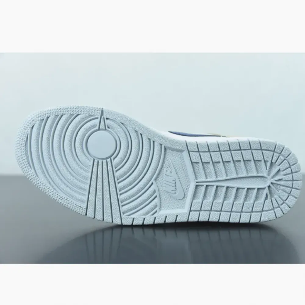 Air Jordan 1 Mid Navy Swooshes and Tan Suede  DO6726-100