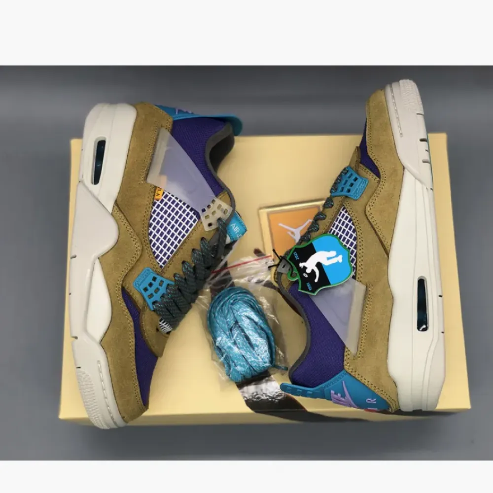 Union x Air Jordan 4 Desert Moss/Turquoise Blue-Dark Iris  DJ5718-300
