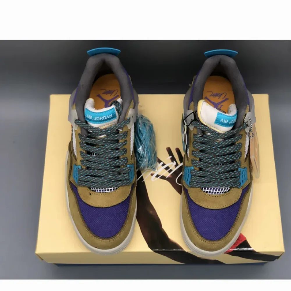 Union x Air Jordan 4 Desert Moss/Turquoise Blue-Dark Iris  DJ5718-300