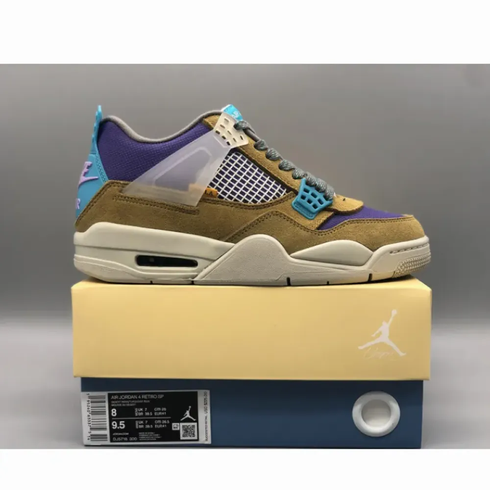 Union x Air Jordan 4 Desert Moss/Turquoise Blue-Dark Iris  DJ5718-300