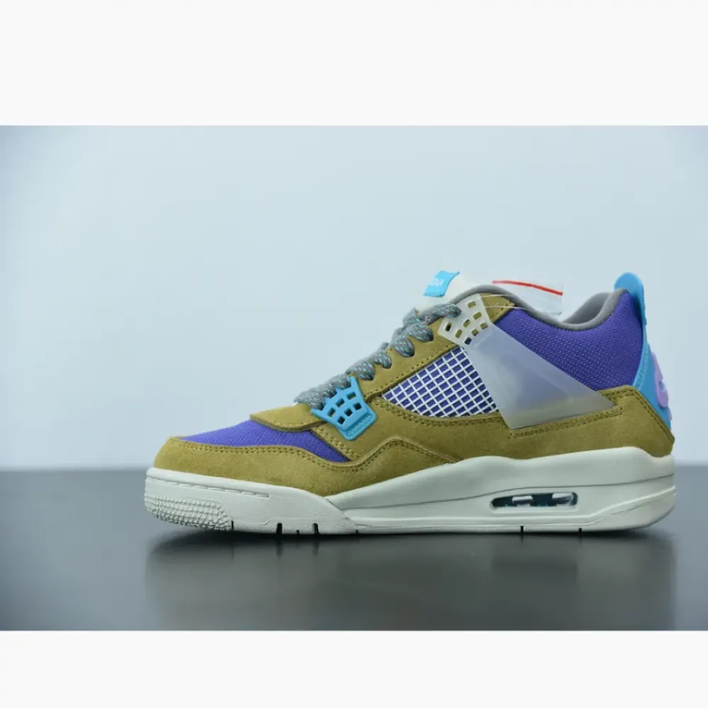 Union x Air Jordan 4 Desert Moss/Turquoise Blue-Dark Iris  DJ5718-300