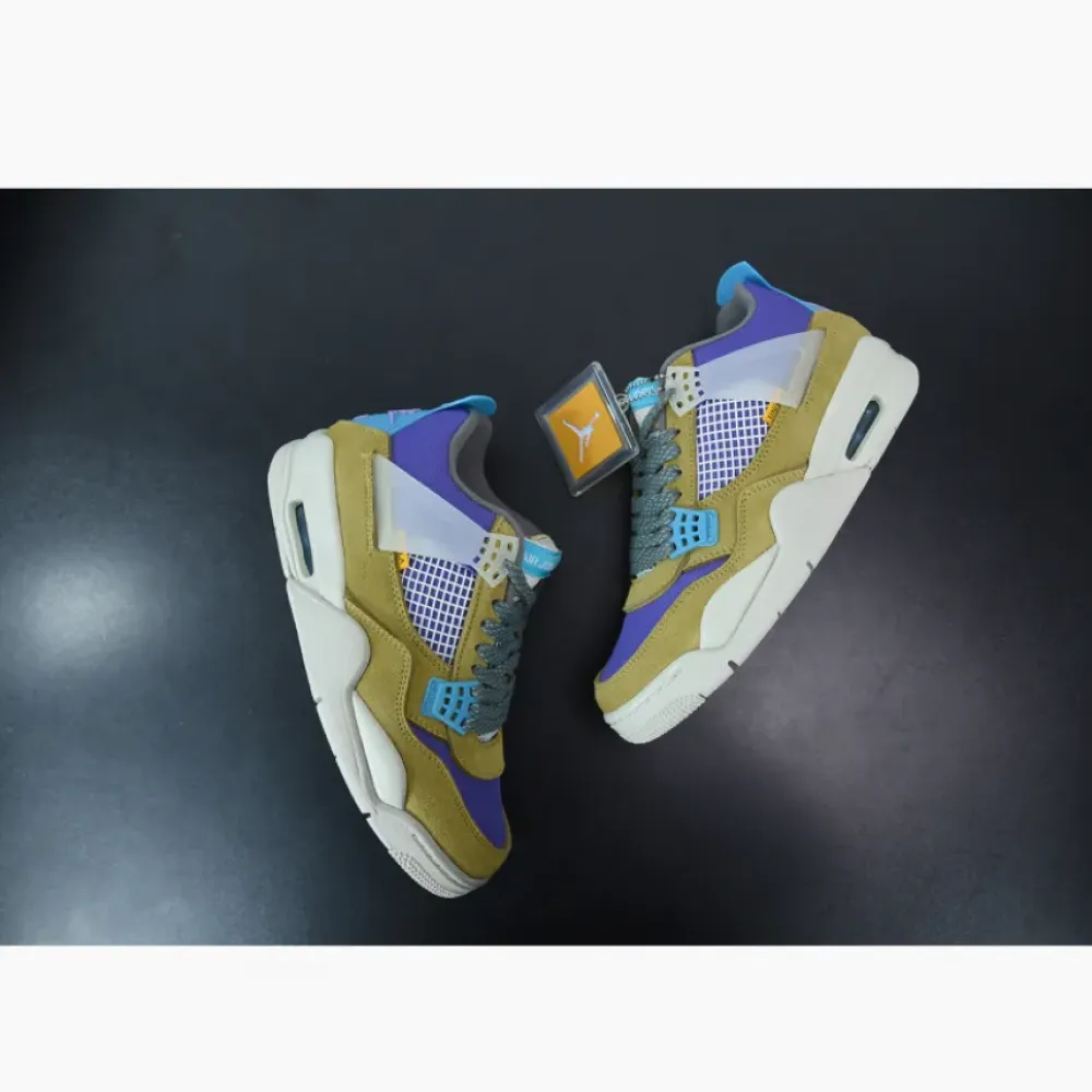 Union x Air Jordan 4 Desert Moss/Turquoise Blue-Dark Iris  DJ5718-300