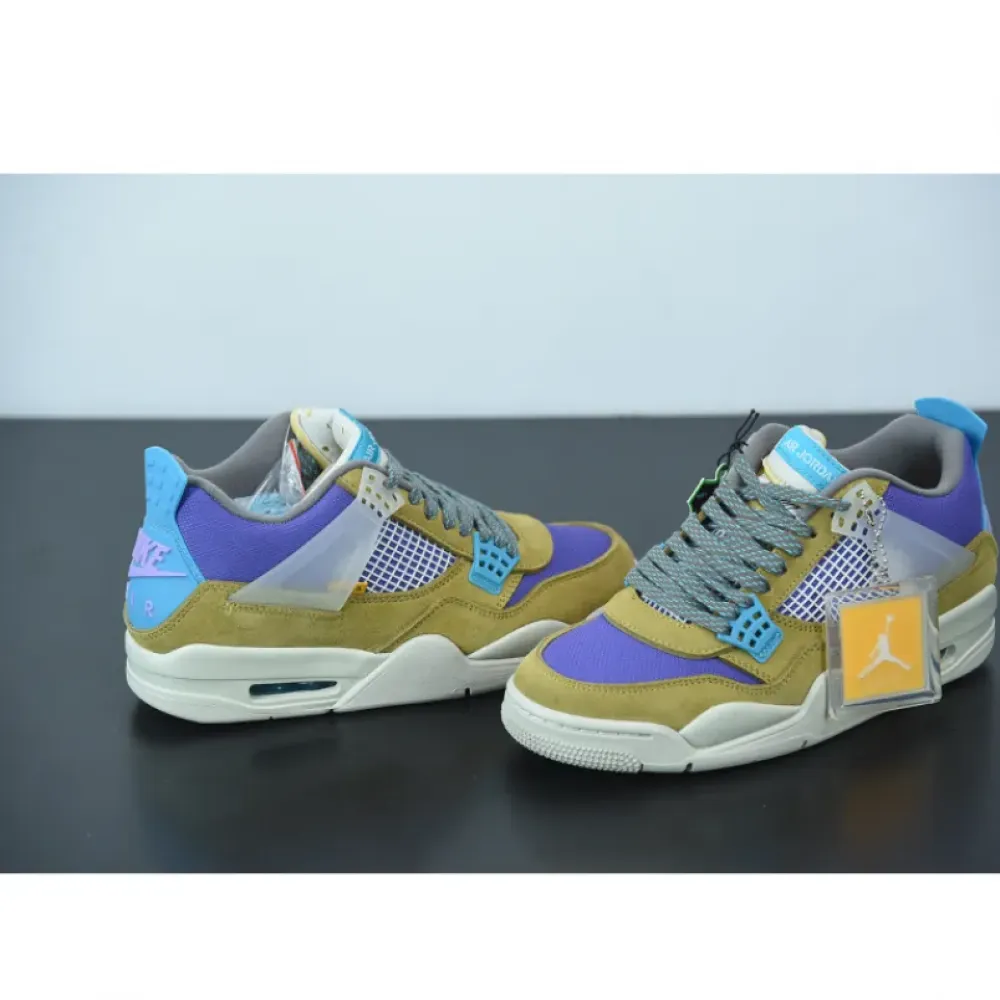 Union x Air Jordan 4 Desert Moss/Turquoise Blue-Dark Iris  DJ5718-300
