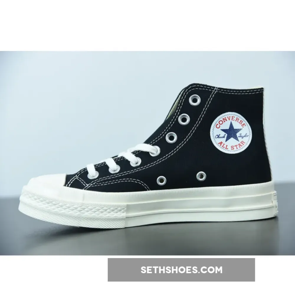 CDG Play x Converse Chuck Taylor All-Star 70 Hi Black White  150204C