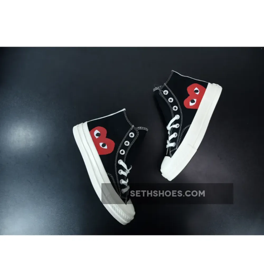 CDG Play x Converse Chuck Taylor All-Star 70 Hi Black White  150204C
